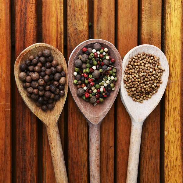 Spoons with hot spices — Stock Photo, Image