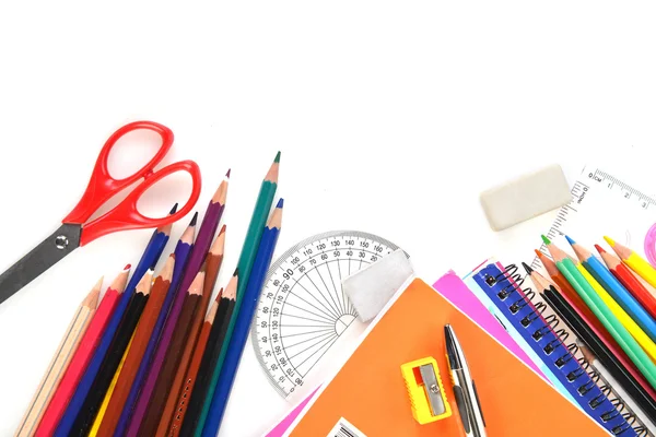 Notebook and school supplies — Stock Photo, Image