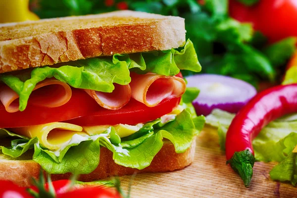 Tasty sandwiches with vegetables — Stock Photo, Image