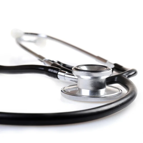 Black stethoscope on white — Stock Photo, Image