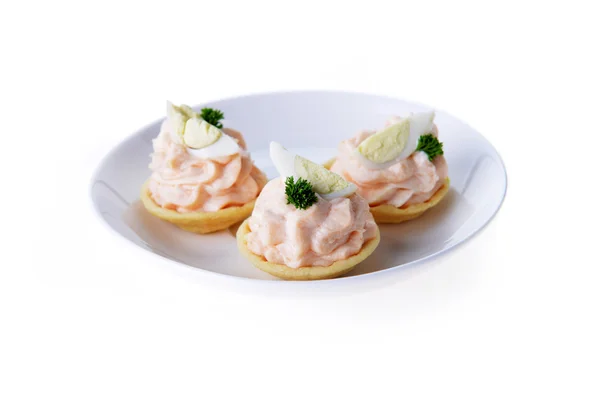 Tartlets with cream and dill — Stock Photo, Image