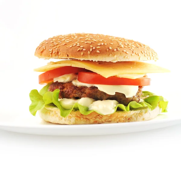 Hamburger with cutlet and vegetables Stock Photo