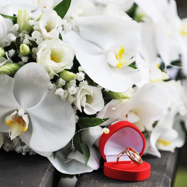 Orquídeas y anillos de boda —  Fotos de Stock