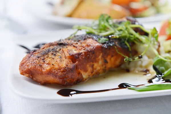 Roasted fish and  rice — Stock Photo, Image