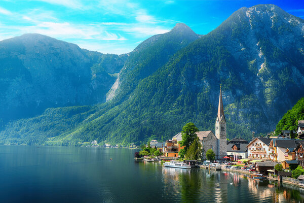 Village at lake shore