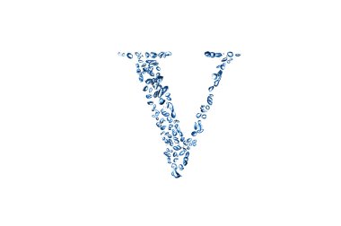 Mavi baloncuklar harf v