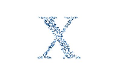 Letter x of blue bubbles