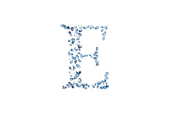 Letter e van blauwe bubbels — Stockfoto