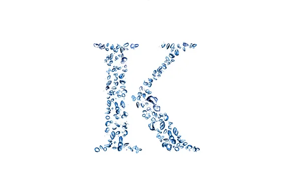 Alfabet k van blauwe bubbels — Stockfoto