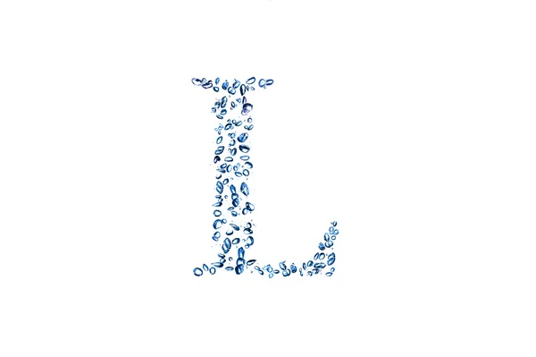Alfabet l van blauwe bubbels — Stockfoto