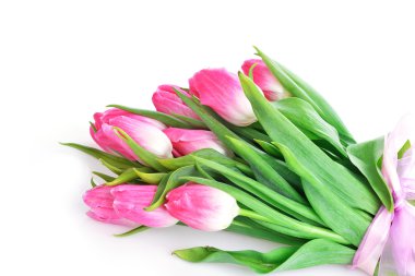 Bir buket pembe lale.