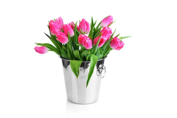 Bouquet of fresh pink tulips — Stock Photo, Image