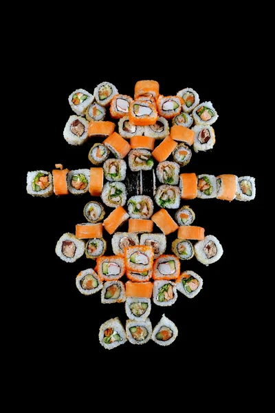 Abstracte verzameling sushi rolt — Stockfoto