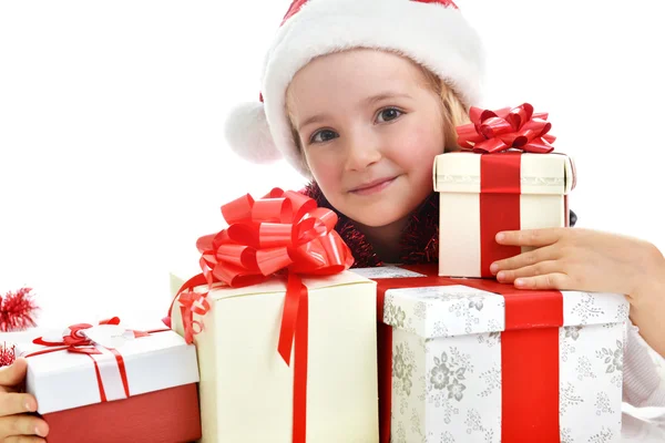 Fille en bonnet Père Noël — Photo