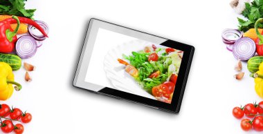 fresh vegetables with tablet