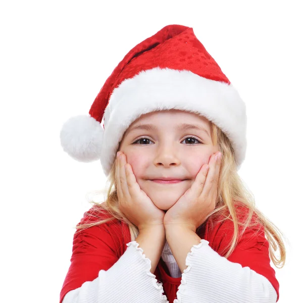 Bambina in cappello di Babbo Natale — Foto Stock