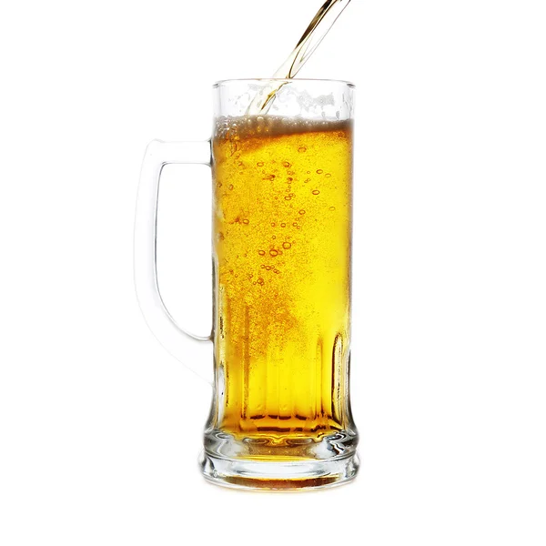 Beer in mug on white background — Stock Photo, Image