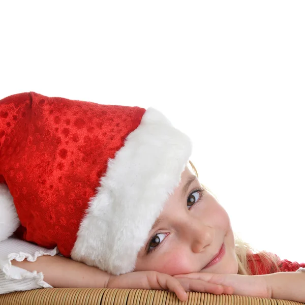 Menina em santa cap — Fotografia de Stock