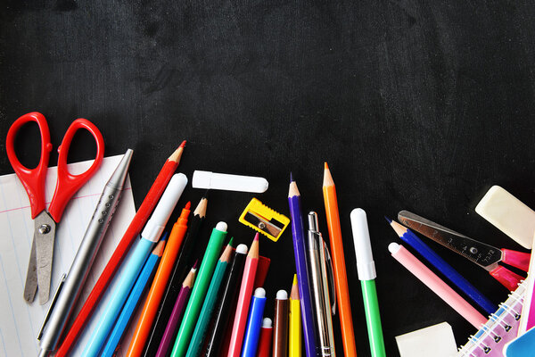 school supplies on table