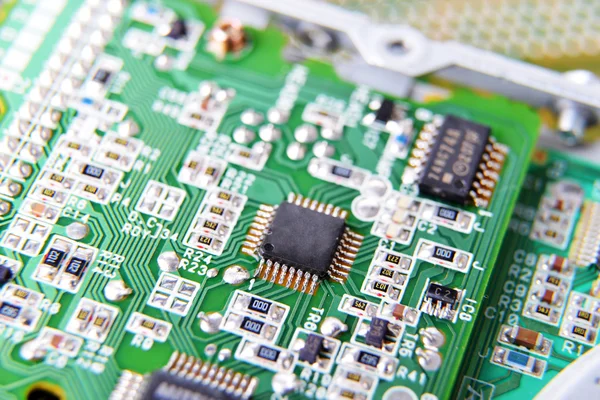 Mother board of computer closeup — Stock Photo, Image