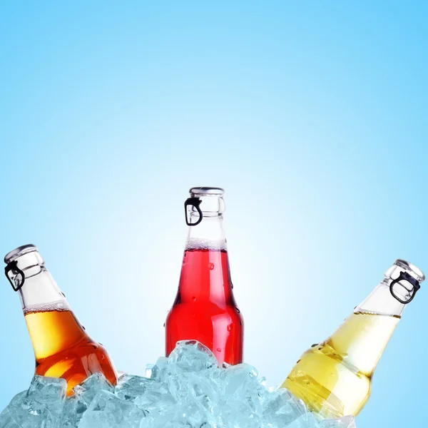 Bottles with cold drinks — Stock Photo, Image