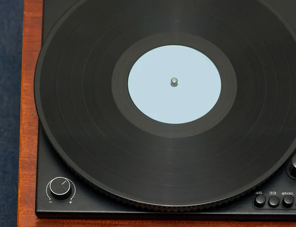 Old turntable with wood finish top view Royalty Free Stock Photos