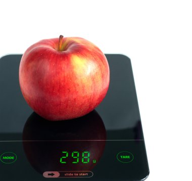 Mutfak Kırmızı elma izole üzerinde beyaz portre ölçekler