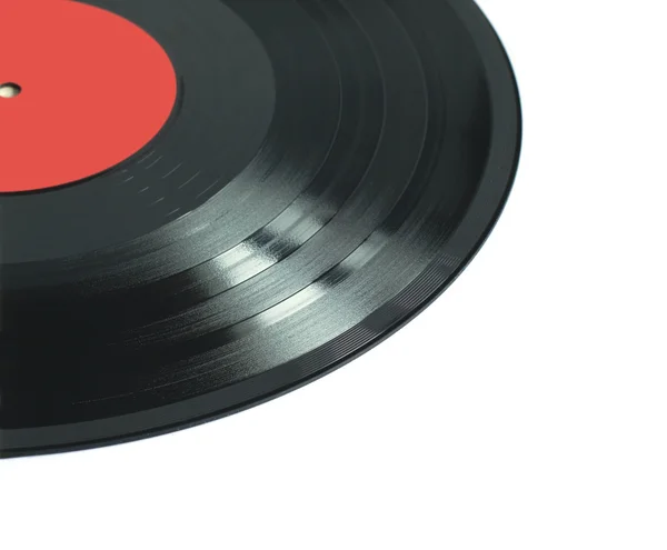 Part of black vinil disk isolated closeup — Stock Photo, Image