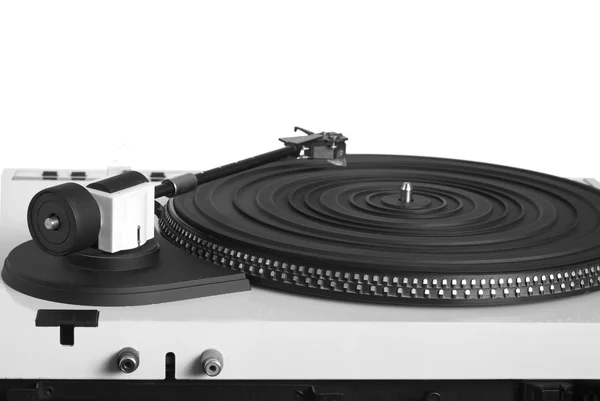 Turntable in silver case rear view isolated — Stock Photo, Image