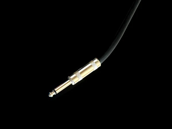 Cable instrumental de audio con conector dorado aislado sobre fondo negro —  Fotos de Stock