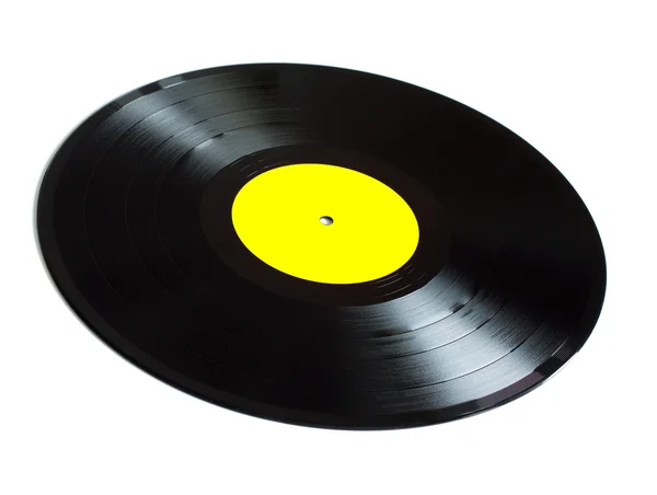 Preto long-play vinil registros isolado closeup — Fotografia de Stock