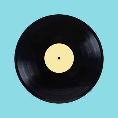 Siyahların eski tarz plaklar. Sarı etiketli. Arka plan ön planda kapalı.