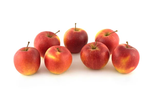 Seven Ripe Red Apples Studio Shot Isolated White Background Front — Stock Photo, Image