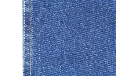 Doku üzerinde beyaz portre izole mavi jeans kumaş