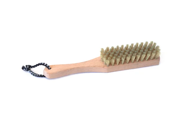 Wooden brush with natural bristles for cleaning clothes isolated — Stock Photo, Image