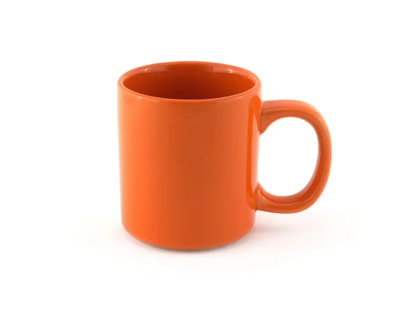 Tom orange te eller kaffekopp isolerad på vit — Stockfoto