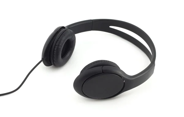 Black stereo headphones isolated on white — Stock Photo, Image