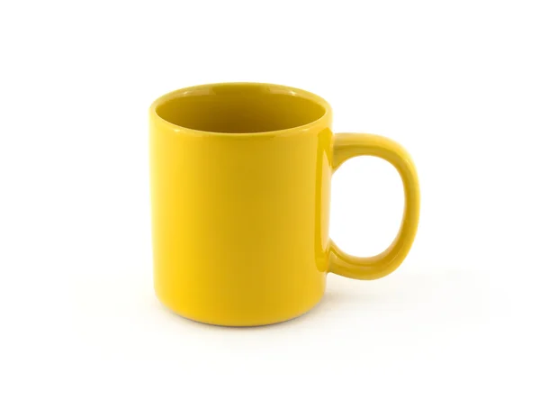 Big empty yellow cup isolated — Stock Photo, Image