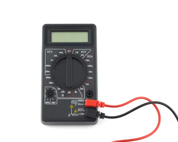 Turned off digital multimeter isolated on white background closeup — Stock Photo, Image