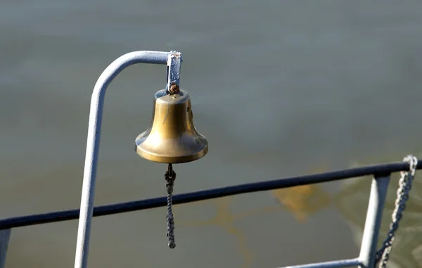 The copper ship bell on board — Stock Photo, Image