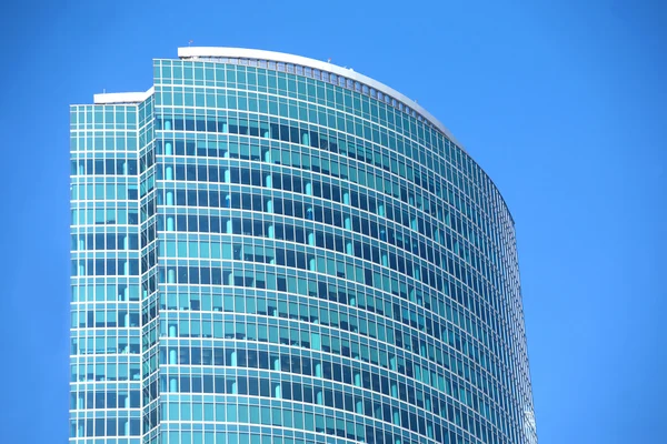 Modern office building glass wall top section closeup — Stock Photo, Image