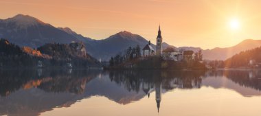 Slovenya. Sabah Bled Gölü