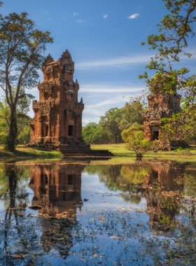 Siem Reap, Kamboçya. 16 Aralık 2011. Kleangi ve Prasat Suor Prat Angkor Thom içinde.