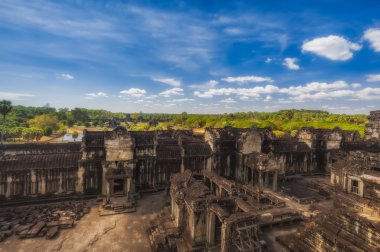 Siem Reap, Kamboçya. 16 Aralık 2011. Angkor Wat Tapınağı kompleks Sigarasız, iç avlu. Üstten Görünüm