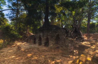 Siem Reap, Kamboçya. 16 Aralık 2011. Angkor Wat, binaların parçaları tapınak kompleksi