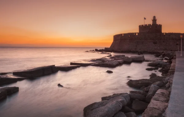 Fortress of St. Nicholas at dawn. Rhodes Island. Greece.