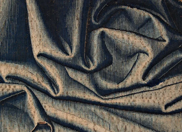 Brocado azul cinzento, folhetos, dobras do tecido — Fotografia de Stock