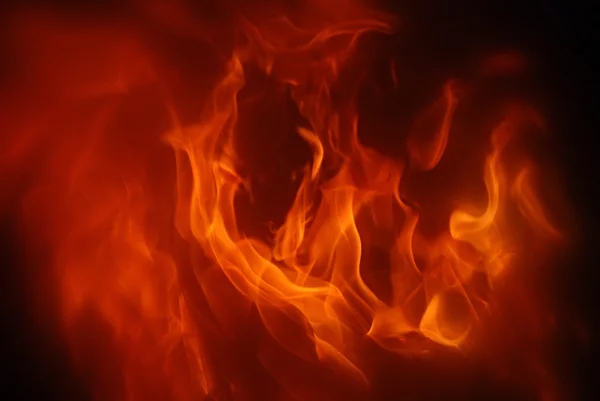 Fire flames on black, fire texture — Stock Photo, Image