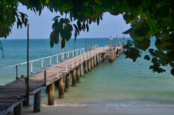 Old wood pier in sea, Koh Samet island, Thailand Stock Image