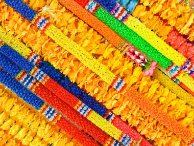 Çiçekler, doku üzerinden Tay çelenk